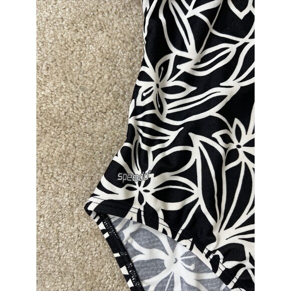 Speedo One Piece Swimsuit Womens Size 18 Black White Floral - Picture 3 of 10